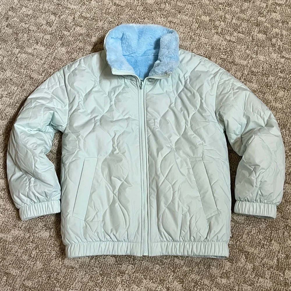 Athleta Girl Reversible Warm + Fuzzy Jacket in Halycon Blue—Medium - Picture 3 of 11